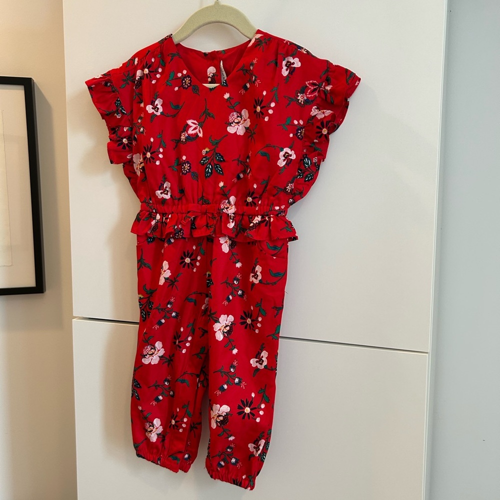 Janie and Jack Floral Red Jumpsuit 24M